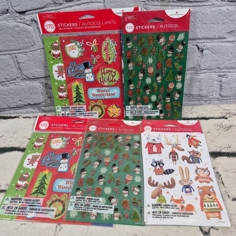 American Greetings Christmas Stickers Lot Of 5 Assorted Packages New